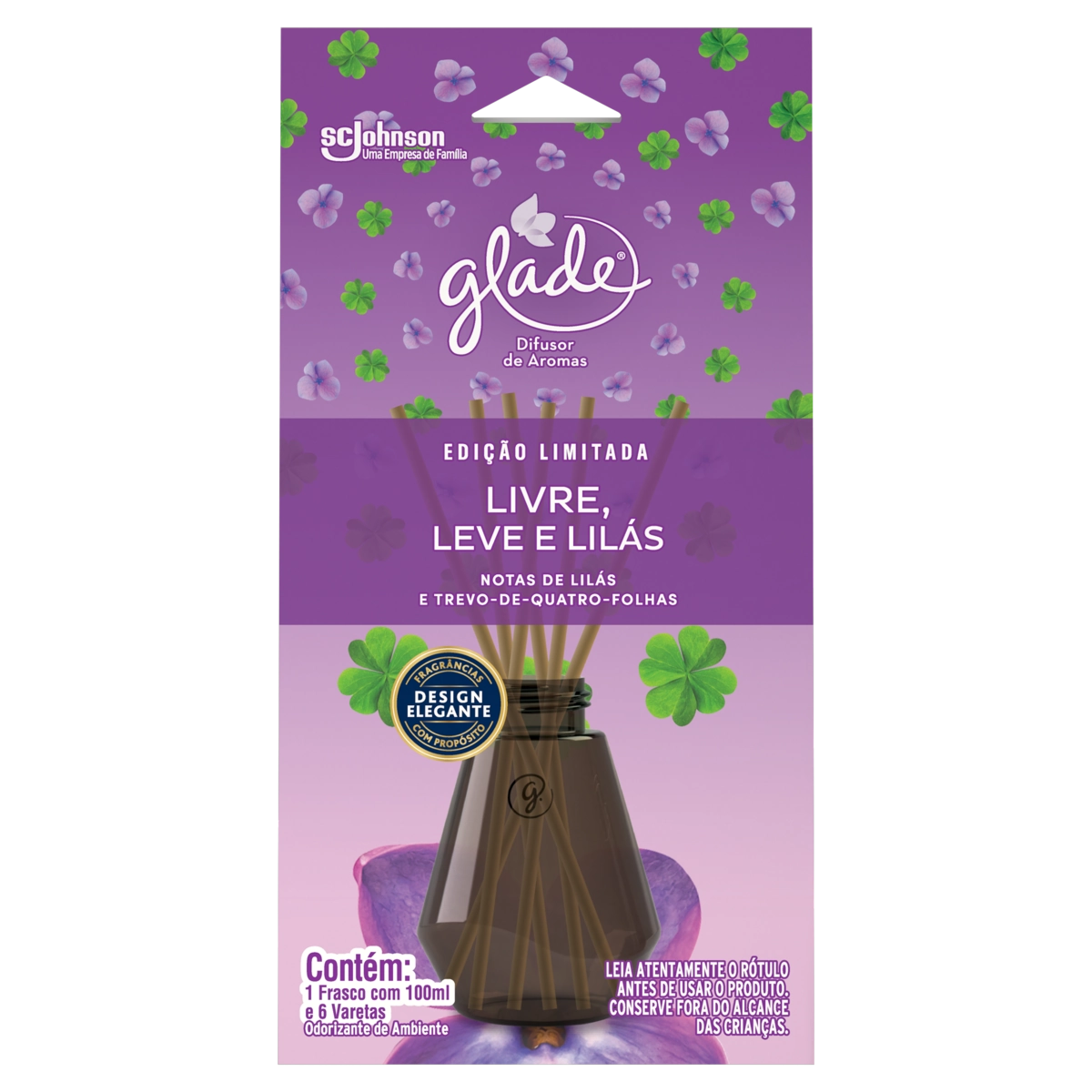 Difusor de Aromas Livre, Leve e Lilás Glade Caixa 100ml