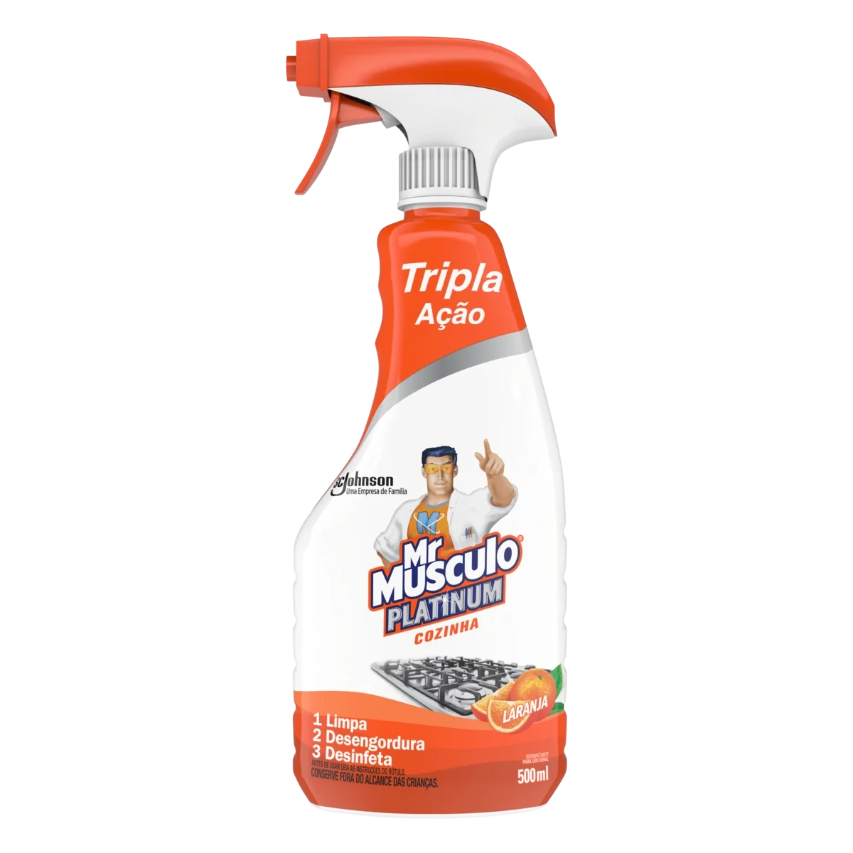 Desinfetante Uso Geral Laranja Mr Músculo Platinum Frasco 500ml Borrifador