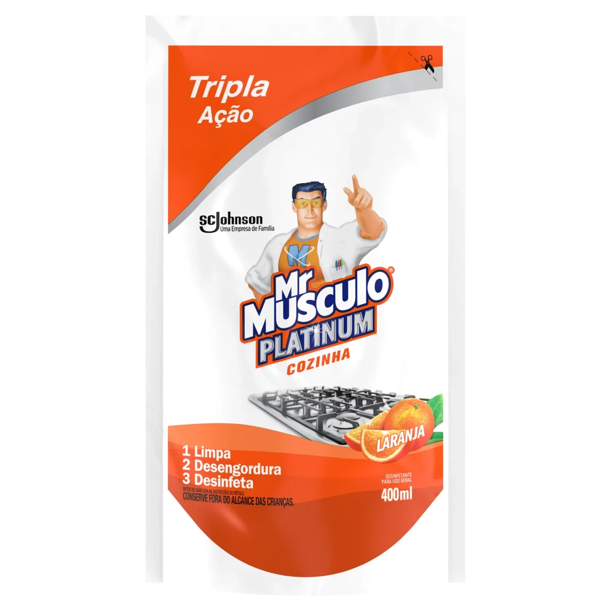Desinfetante Uso Geral Laranja Mr Músculo Platinum Sachê 400ml
