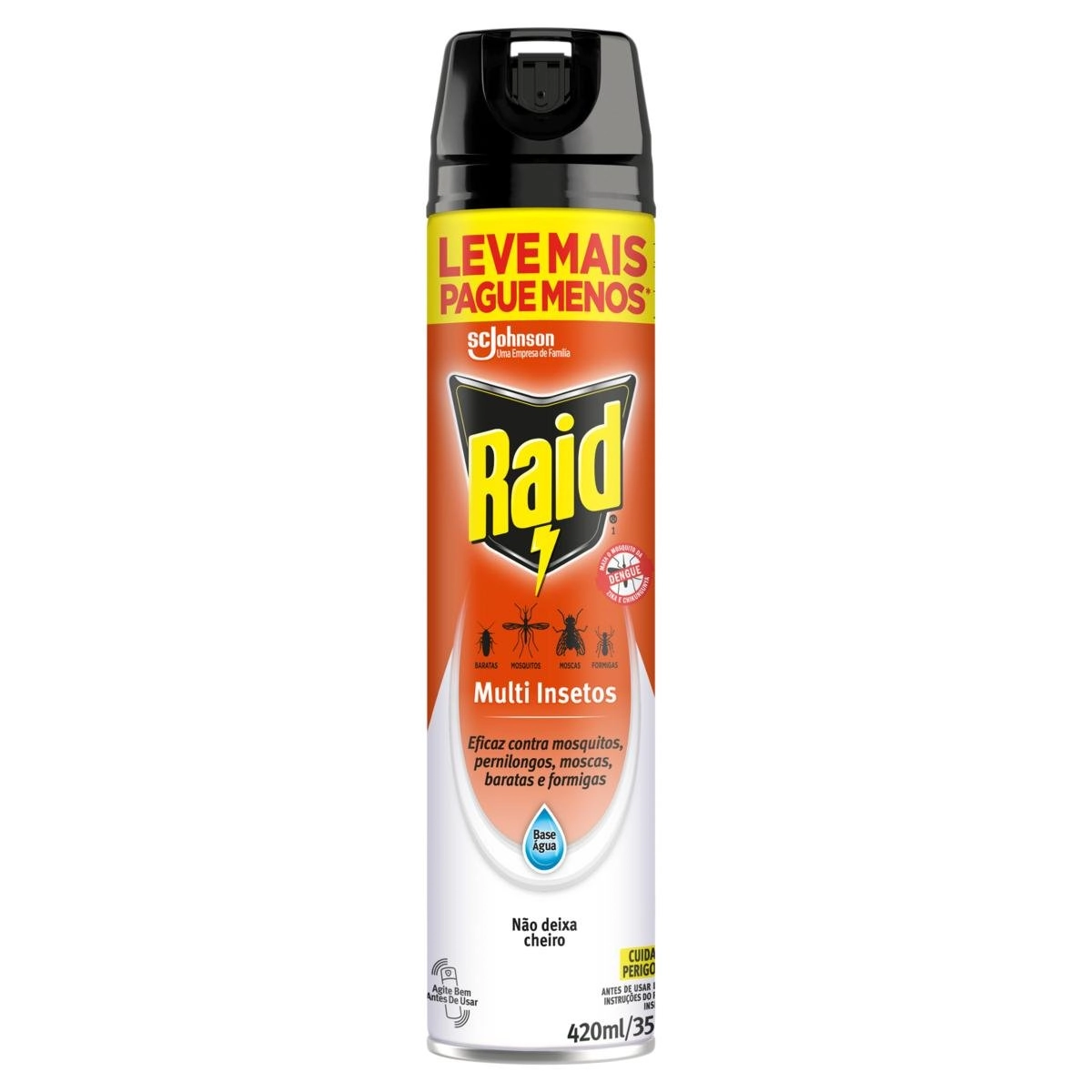 Inseticida Aerossol Multi Insetos Base água Sem Cheiro Raid Frasco 420ml Spray Leve Mais Pague Menos