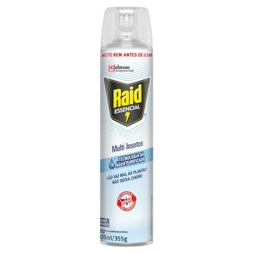 Inseticida Aerossol Multi Insetos Sem Cheiro Raid Essencial Frasco 420ml Spray