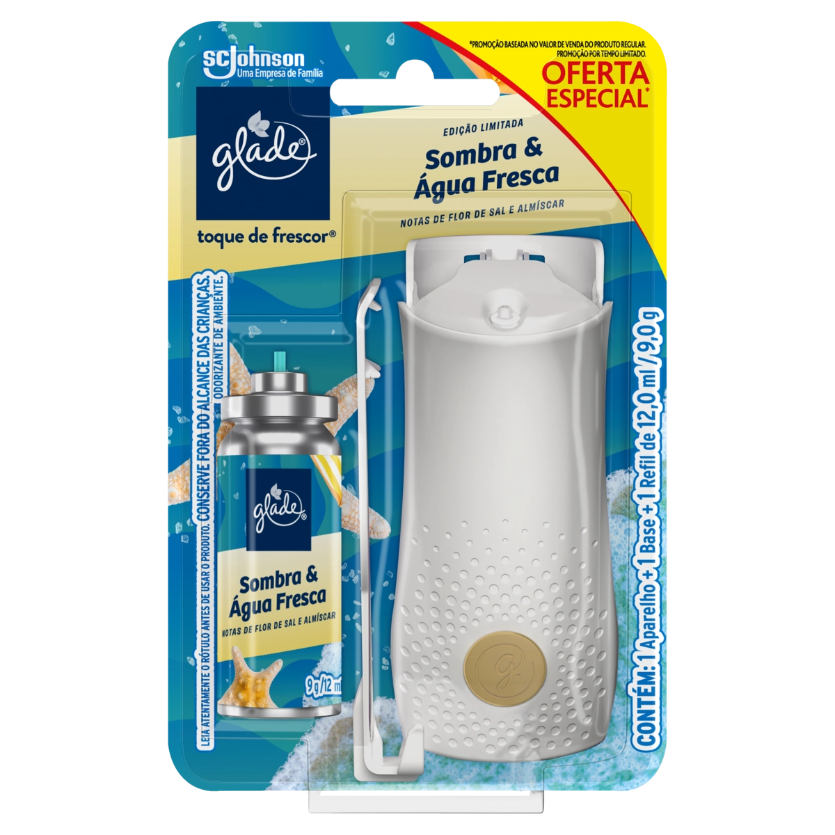 Aparelho e Odorizador de Ambiente Sombra &amp; Água Fresca Glade Toque de Frescor Blister 12