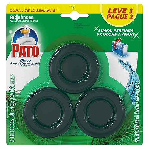 Detergente Sanitário Bloco Para Caixa Acoplada Pinho Pato 40g Cada Leve 3 Pague 2 Unidades
