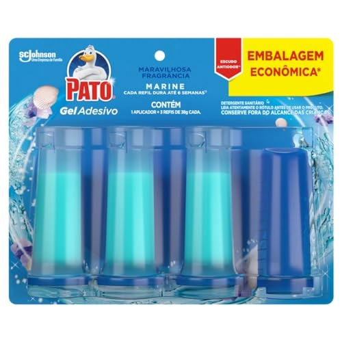 Detergente Sanitário Gel Adesivo Com Aplicador Marine Pato 3 Unidades 38g Cada Refil Embalagem Econô