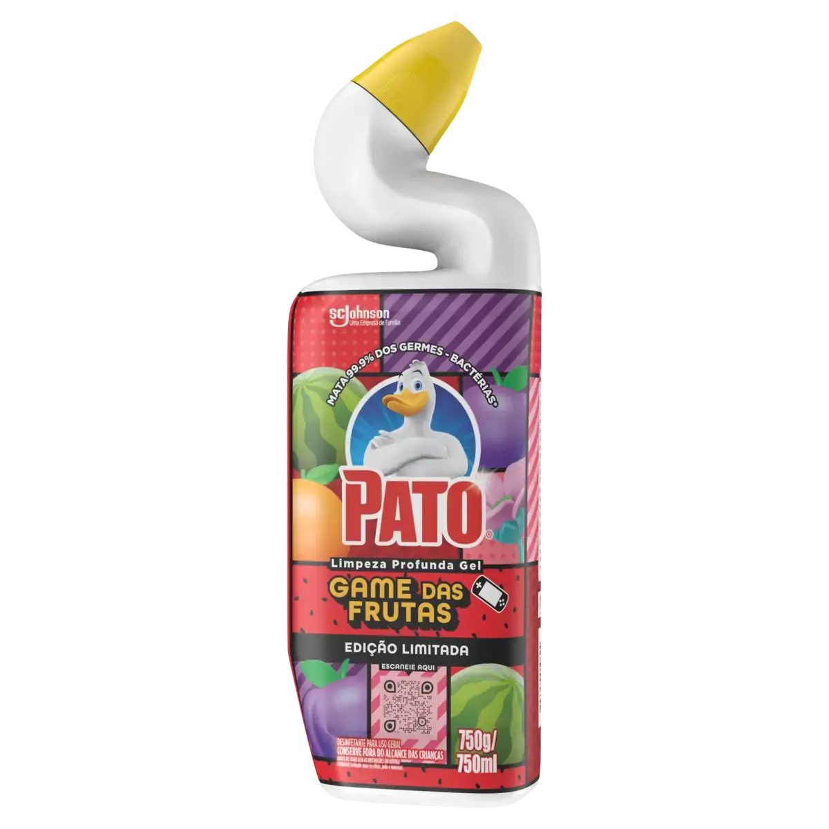 Desinfetante Uso Geral Game das Frutas Pato Limpeza Profunda Squeeze 750ml