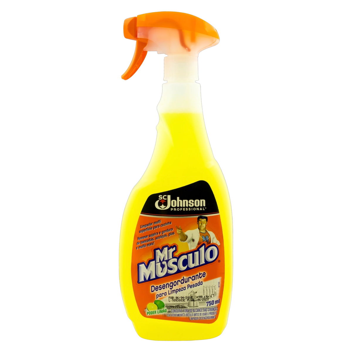 Limpador Desengordurante Para Limpeza Pesada Limão Mr Músculo Professional Frasco 750ml Borrifador