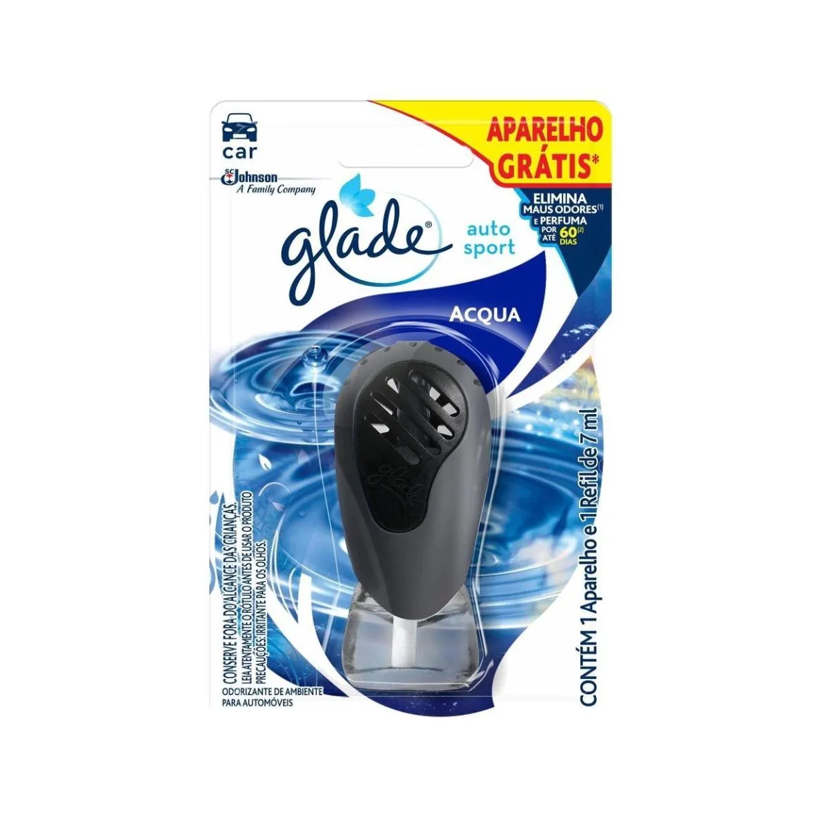 Desodorizador Automotivo Glade Auto Sport Acqua 7 ml + Aparelho grátis