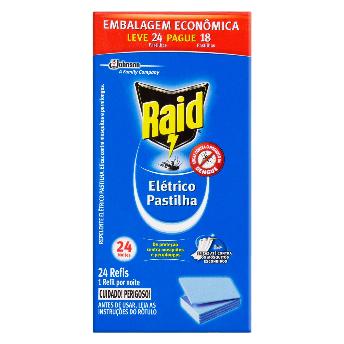 Repelente Pastilha Elétrico Raid Caixa Refil Leve 24 Pague 18 Unidades