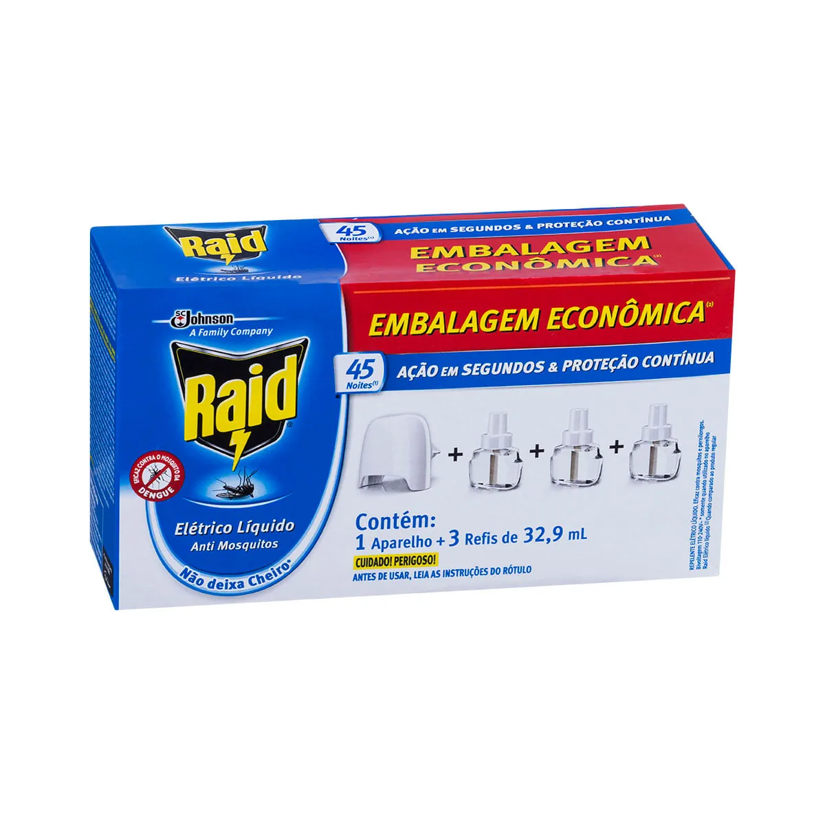 Aparelho + Refil para Inseticida Elétrico contra Mosquito Raid