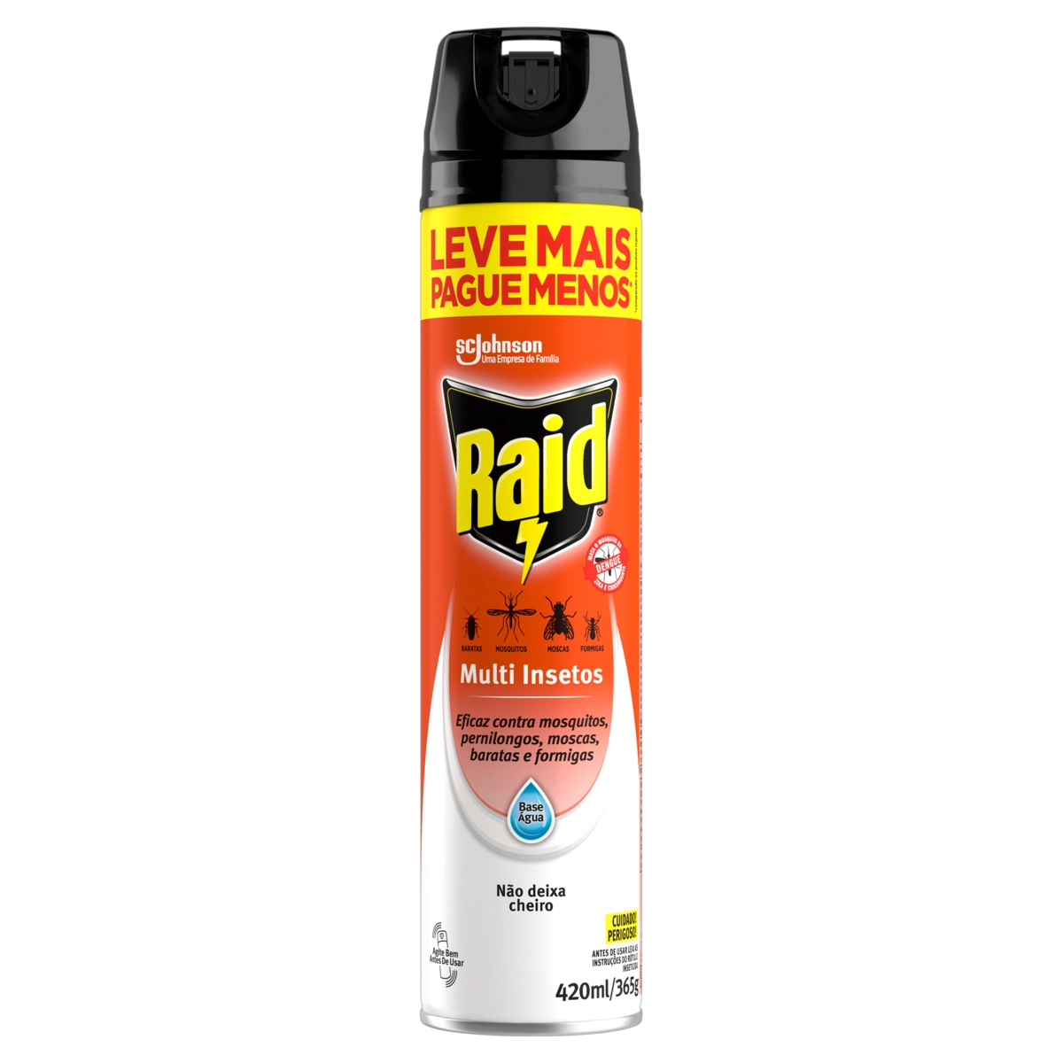 Inseticida Aerossol Multi Insetos Base água Raid Frasco 420ml Spray Embalagem Econômica