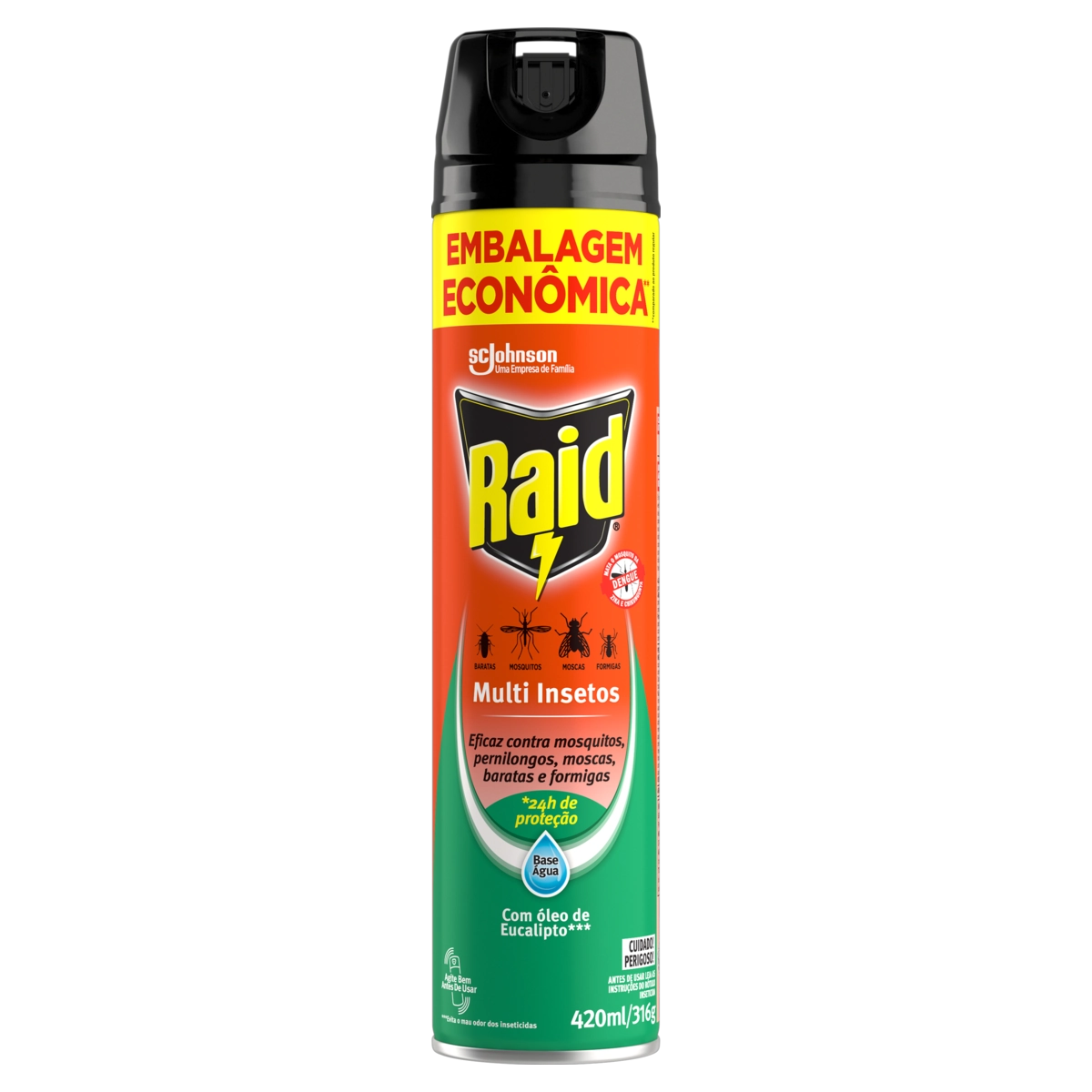 Inseticida Aerossol Multi Insetos Base água óleo De Eucalipto Raid Frasco 420ml Spray Embalagem Econ