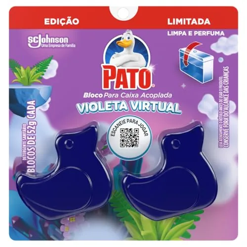 Detergente Sanitário Bloco Para Caixa Acoplada Violeta Virtual Pato 2 Unidades 52g Cada