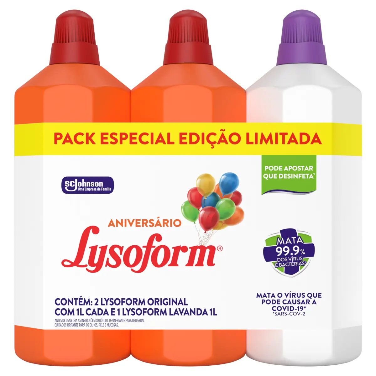 Kit 2 Desinfetantes Uso Geral Original 1 Lavanda Lysoform 1l Cada Edição Especial Aniversário