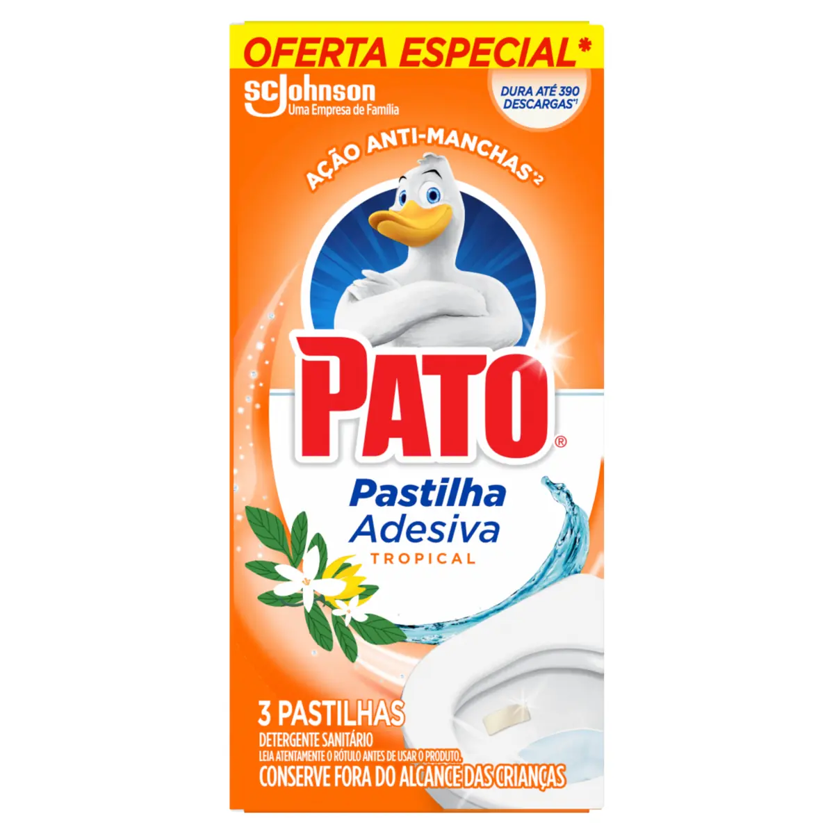 Detergente Sanitário Pastilha Adesiva Tropical Pato 3 Unidades