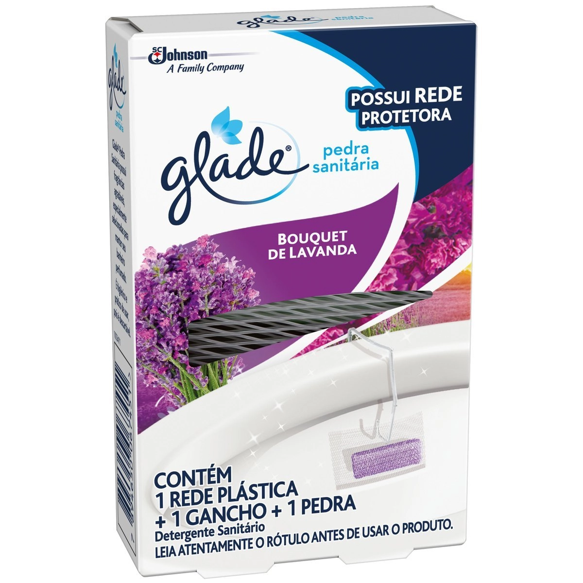 Pedra Sanitária Glade Bouquet de Lavanda (1 Rede Plástica + 1 Gancho + 1 Pedra)