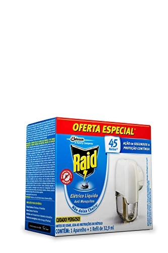 Inseticida Raid Elétrico 45 Noites Refil Grátis Aparelho 32,9ml