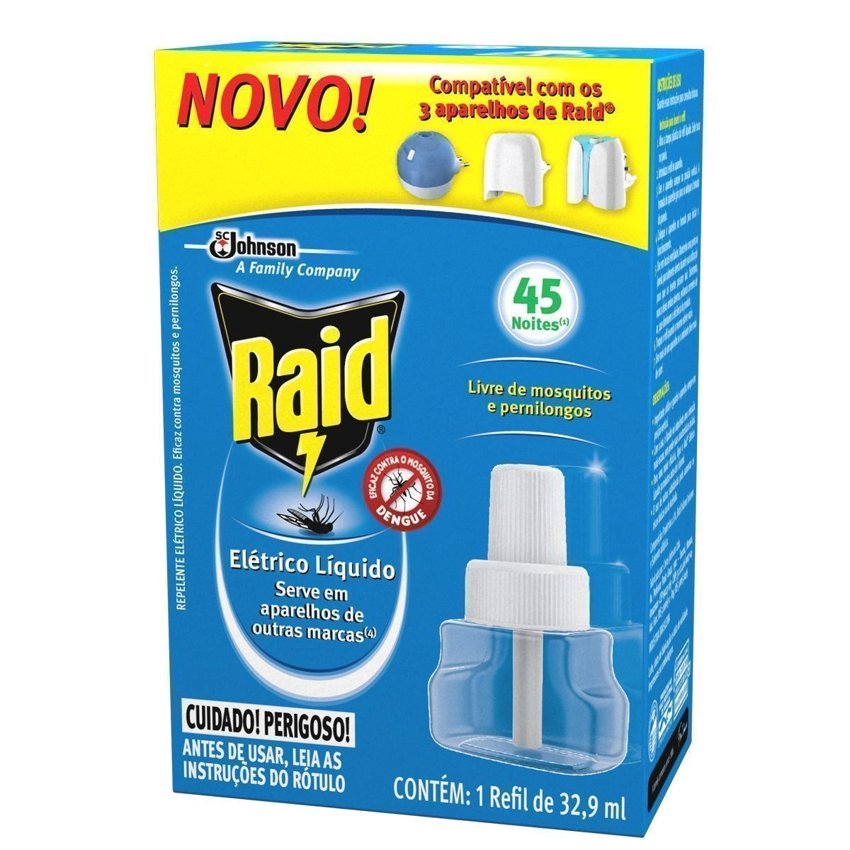 Inseticida Raid Elétrico 45 Noites Refil Grátis Aparelho 32,9ml
