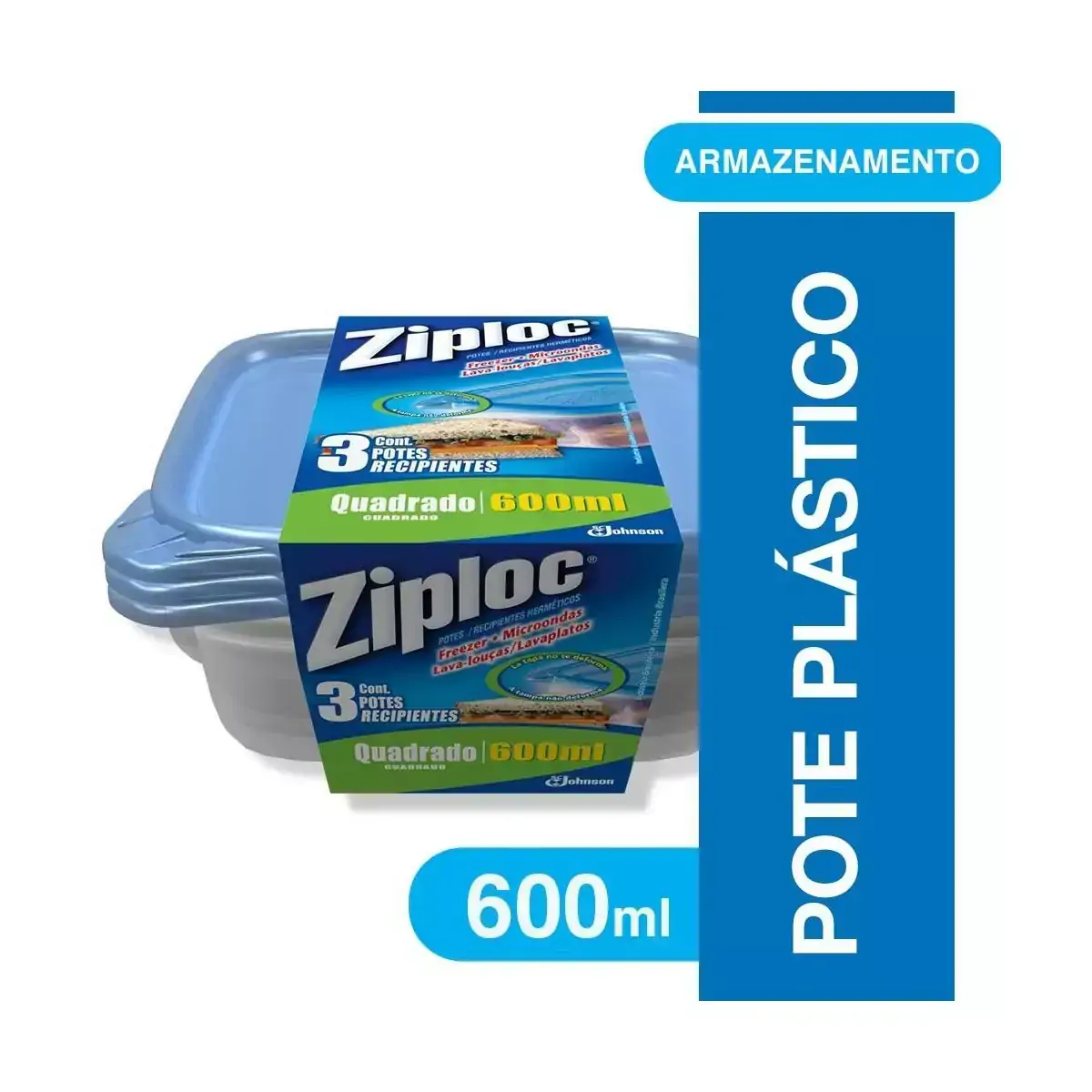 Pote Plástico Ziploc 600ml