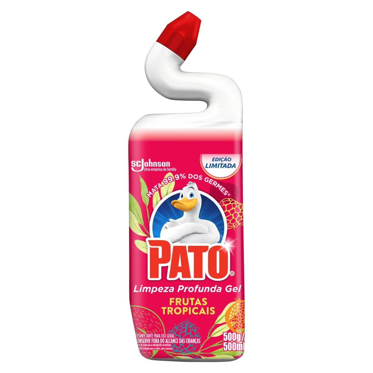 Desinfetante Uso Geral Gel Frutas Tropicais Pato Limpeza Profunda Squeeze 500ml