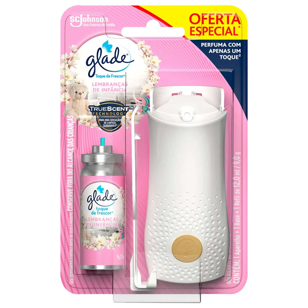 Desodorizador Glade Toque de Frescor Aparelho + Refil Lembranças de Infância 12ml Oferta Especial