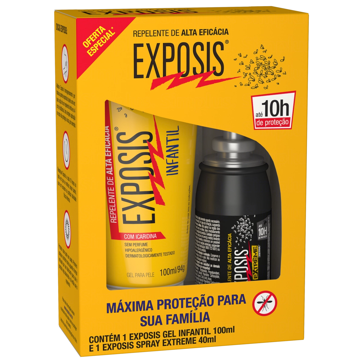 Kit Repelente Spray Extrême Tetra 40ml Gel Infantil Sem Perfume 100ml Exposis