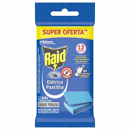 Repelente Pastilha Elétrico 12 Noites Raid Pacote 12 Unidades Refil