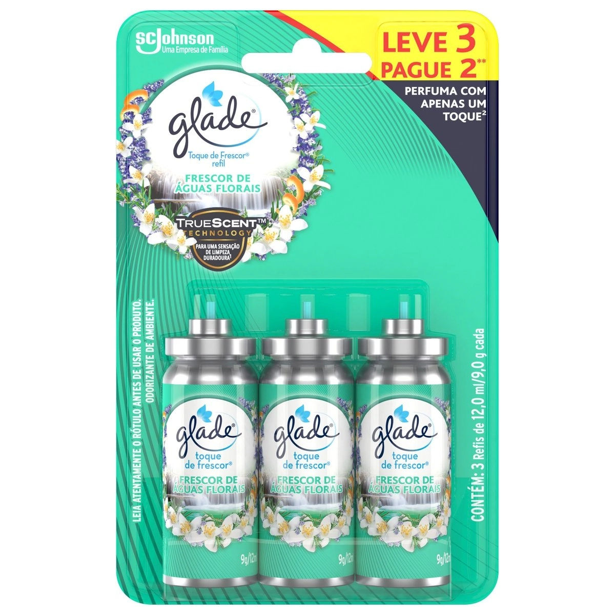 Desodorizador Glade Toque de Frescor Refil Frescor de Águas Florais Leve 3 Pague 2 12ml