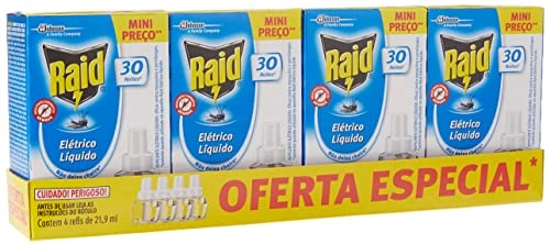 Pack Repelente Líquido Elétrico Raid Caixa 4 Unidades 21,9ml Cada Refil