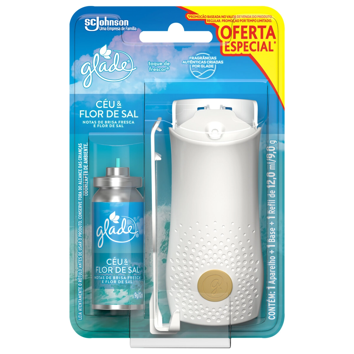 Aromatizador Glade Toque de Frescor Aparelho e Refil Céu e Flor de Sal 12ml Oferta Especial