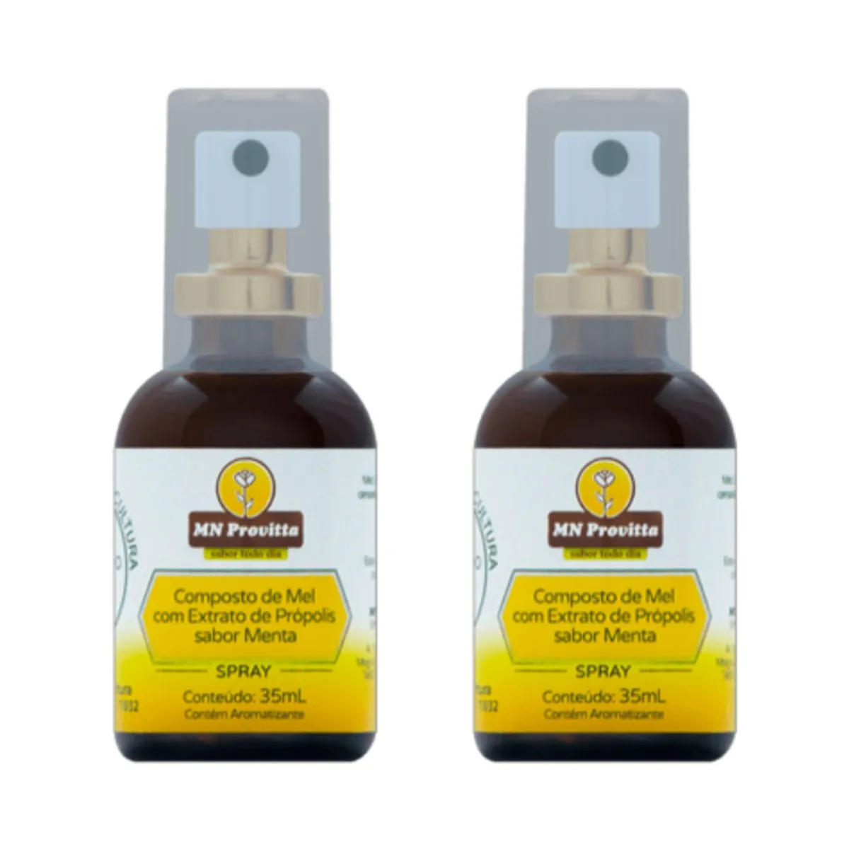 Kit 2X: Composto de Mel e Extrato de Própolis Sabor Limão e Menta Spray MN Provitta 35ml