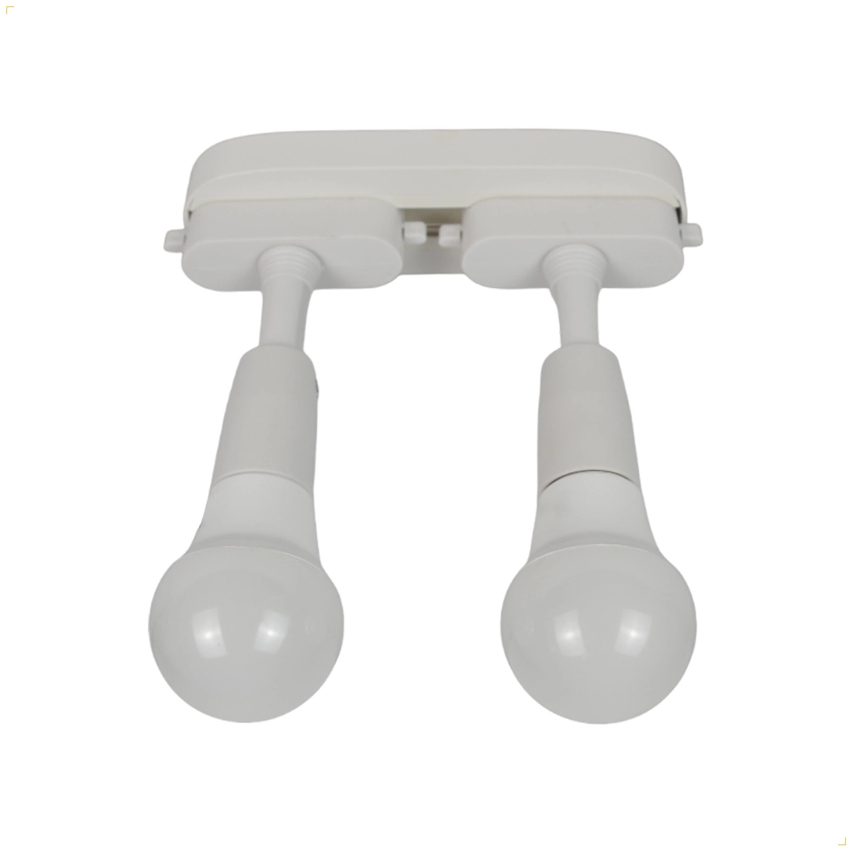 2 Spot E27 C/ Base 20cm Eletrificada Sobrepor Biv Branco + Lâmpada Branco Quente