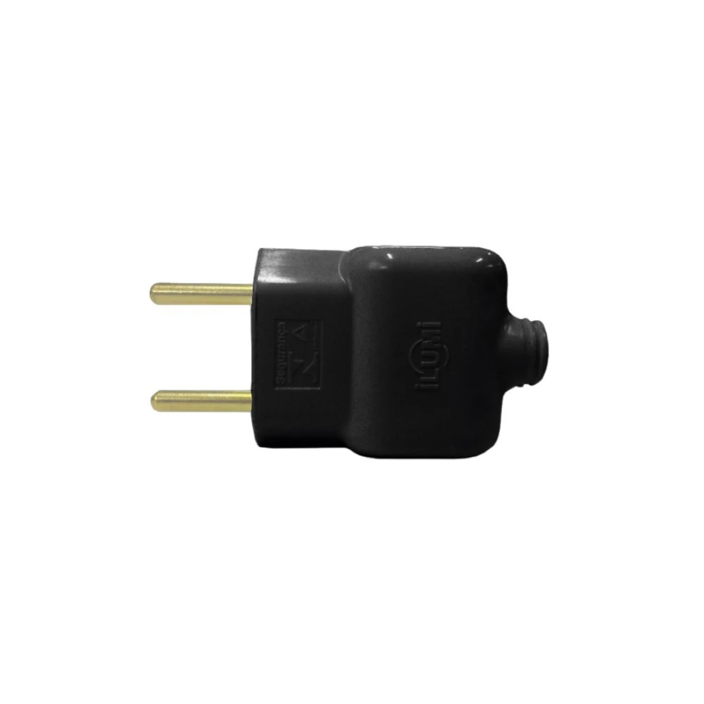 Plug Tomada Pino Macho Prensa Cabo Fio 2p 10a 250v Preto