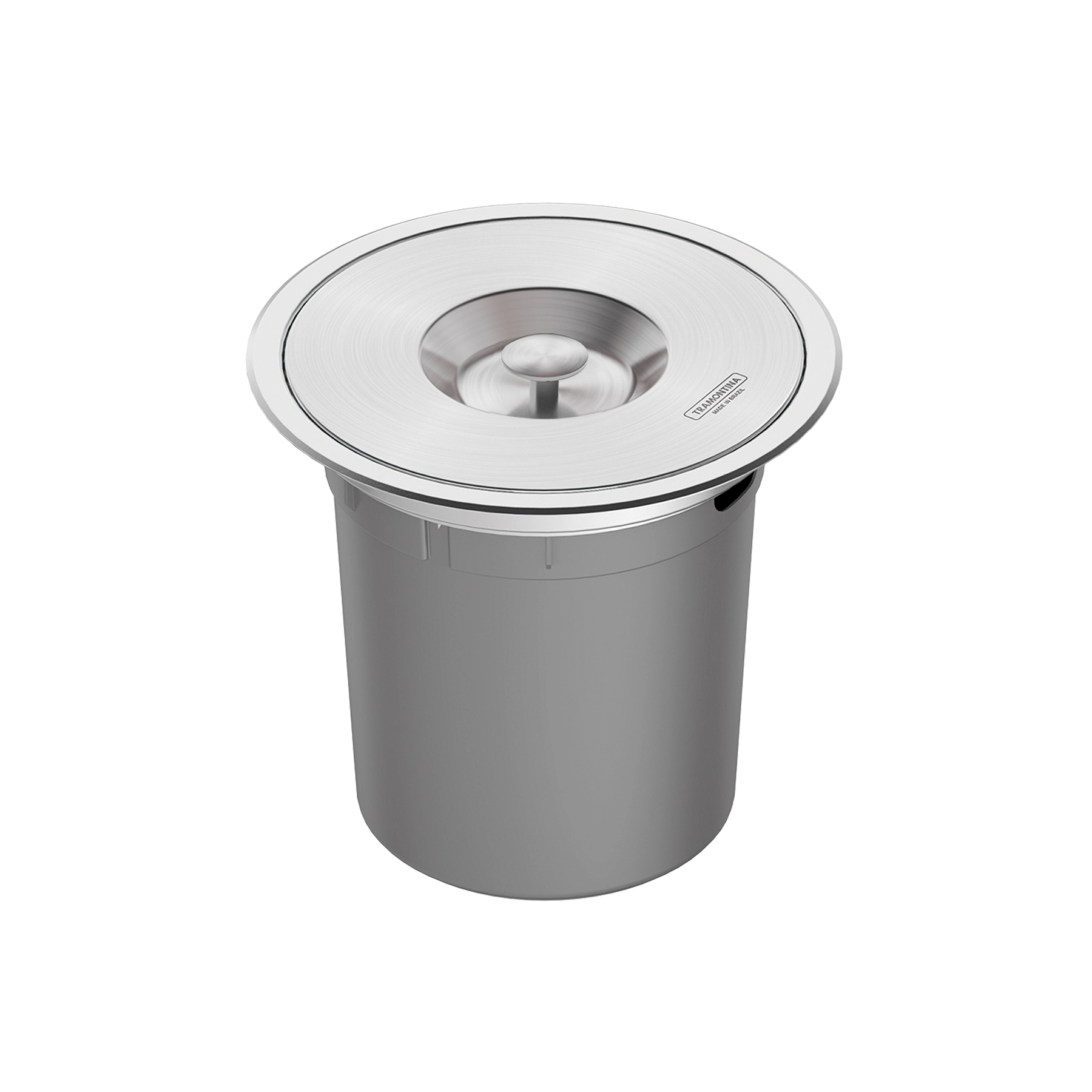 Lixeira para Cozinha de Embutir 5L Metal Inox Manual Pia Prata Tramontina