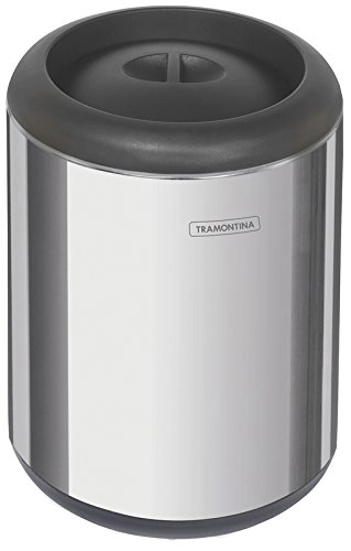 Lixeira Inox Com Tampa Preta Polido Tramontina