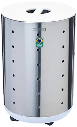Cesto De Roupas Tramontina Bella Em Aço Inox Com Tampa Branca