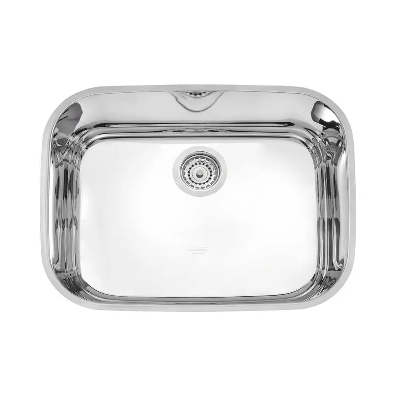 Cuba Retangular Em Aco Inox Alto Brilho 48x34cm Com Valvula 48 Bl