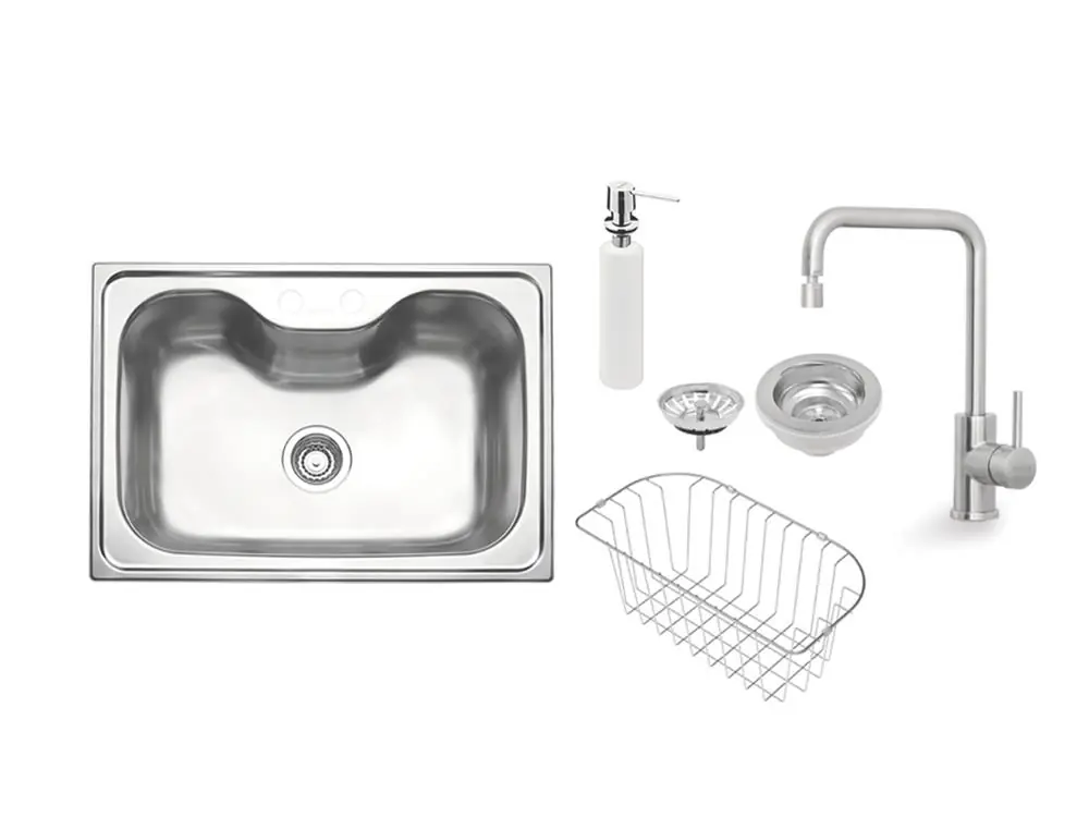 Cuba De Sobrepor Tramontina Morgana Em Aço Inox Acetinado 69 X 49 Cm Com Misturador