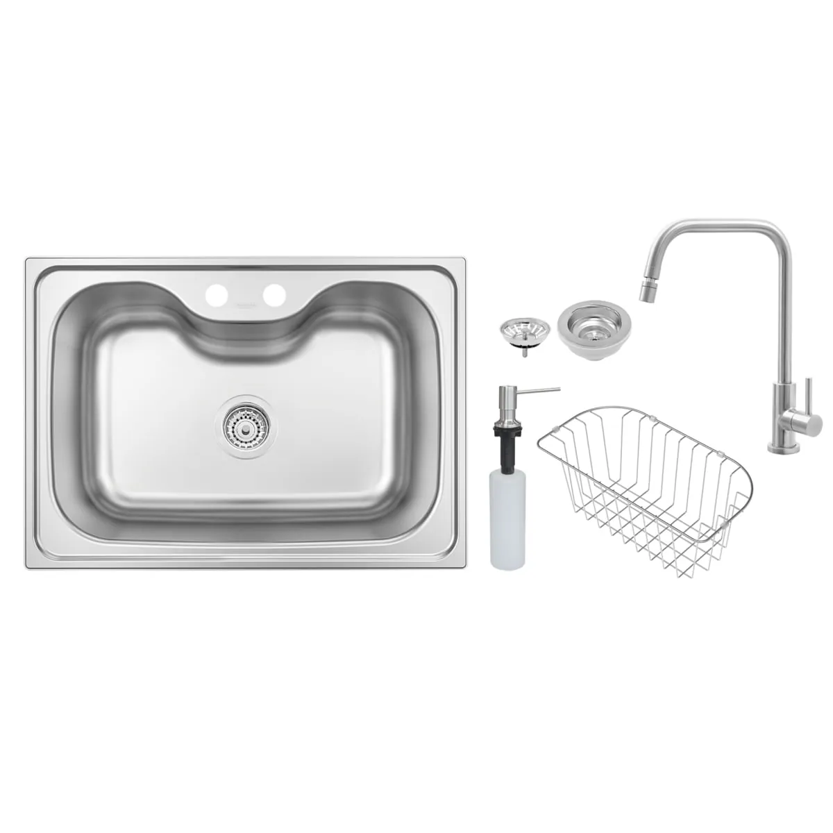 Cuba De Sobrepor Em Aço Inox Tramontina Morgana 60 Fx Com Acabamento Acetinado 68x48cm Com Válvula, Dosador De Sabão, Ce