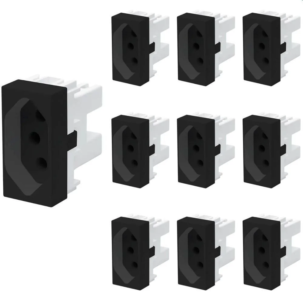 10 Módulo Tomada Fame Habitat Black 2p+t 10a Preto