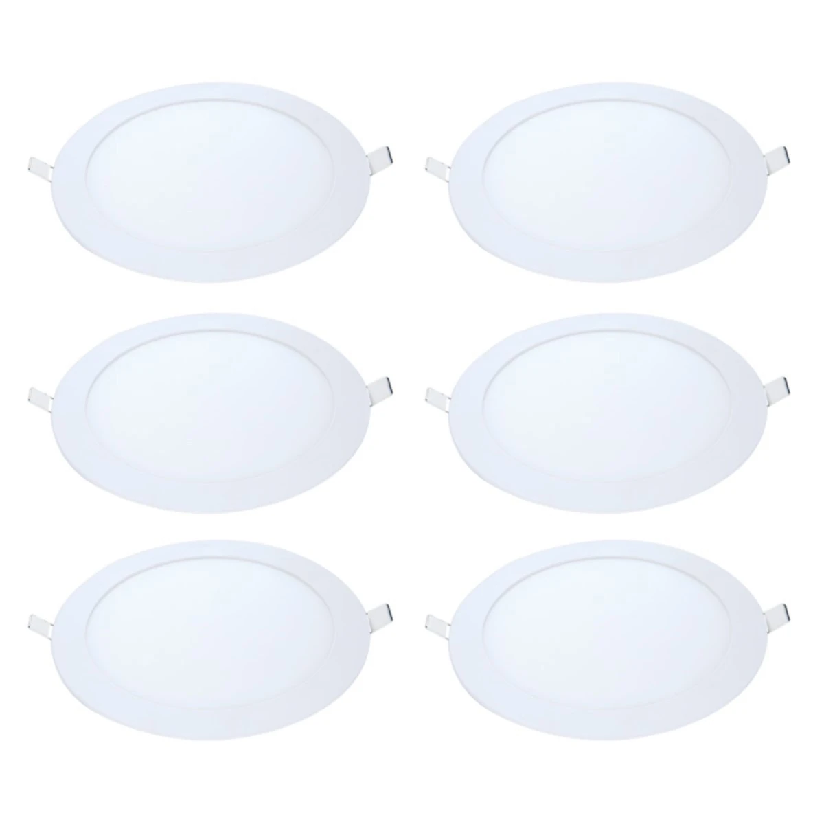 Kit 6 Painel Led Embutir Redondo Luz Fria 6500k 12w 17cm
