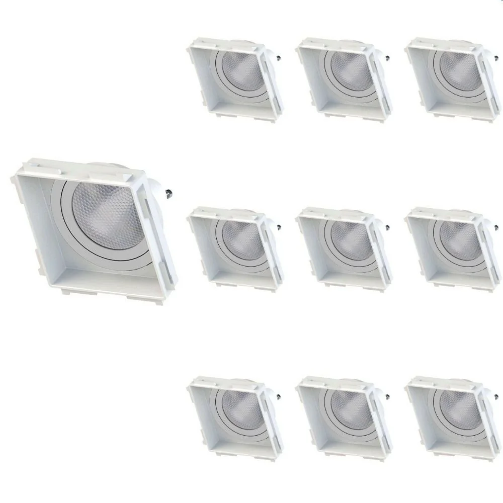 10 Spot De Embutir Recuado No Frame Save Energy Par 20 E27 Bivolt Branco