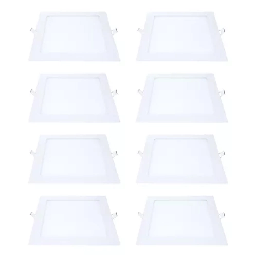 Kit 8 Painel Led Embutir Quadrado 12w 6500k 17x17cm Avant