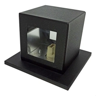 Arandela Alumínio Cubo 2 Fachos Muro Parede Int/ext Bl 08/2 Preto