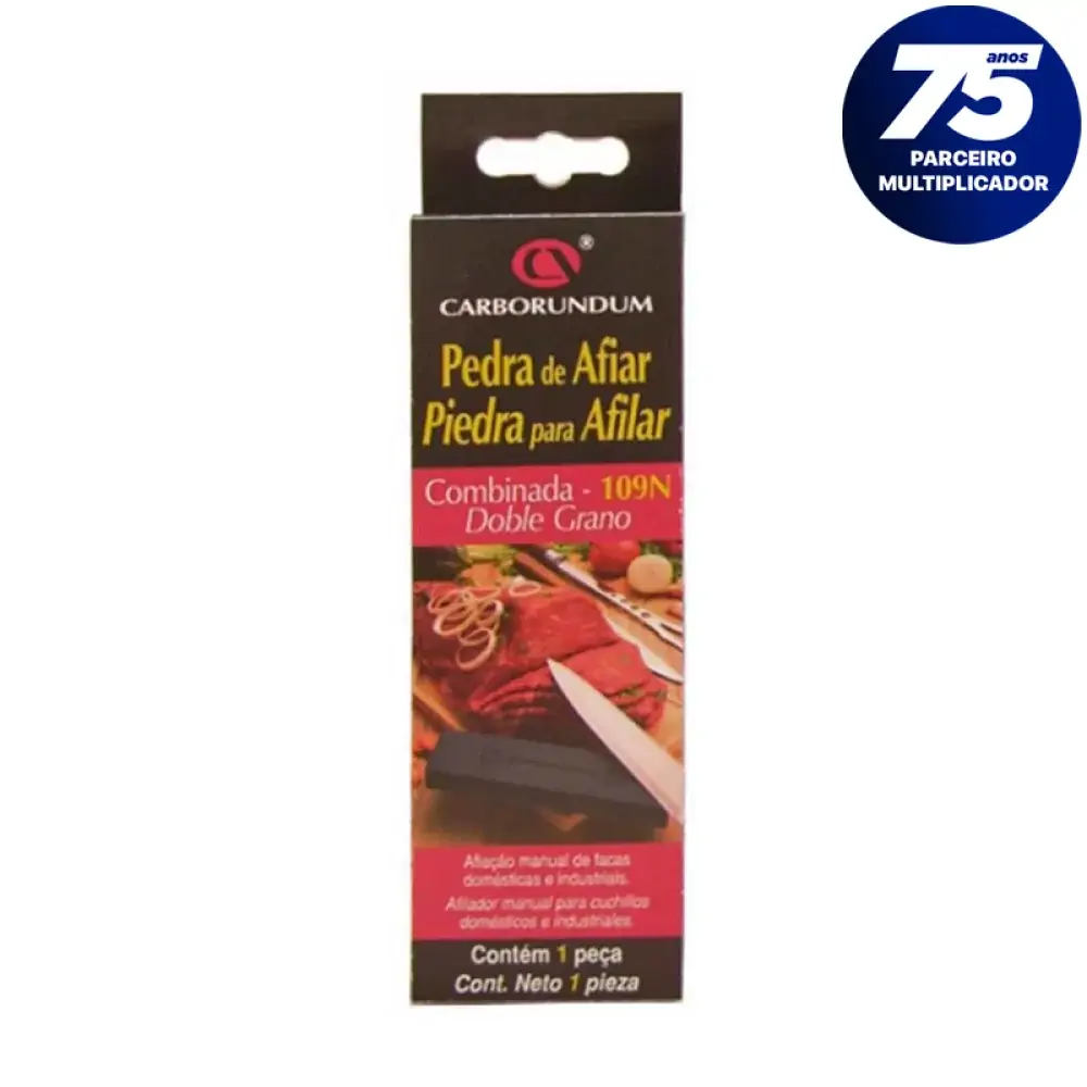 Pedra para Afiar Faca Dupla Faces 15 cm - Carborundum