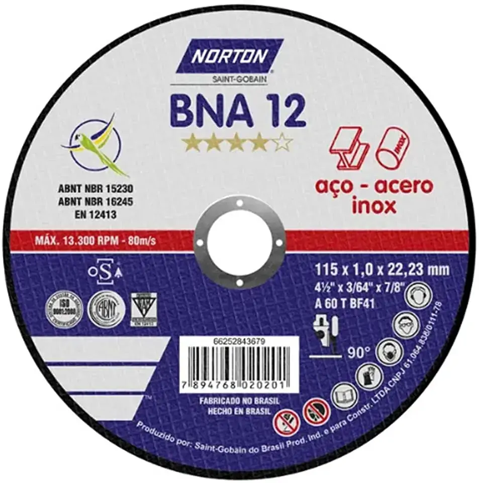 Disco De Corte Bna 12 Inox 4.1/2x1x7/8
