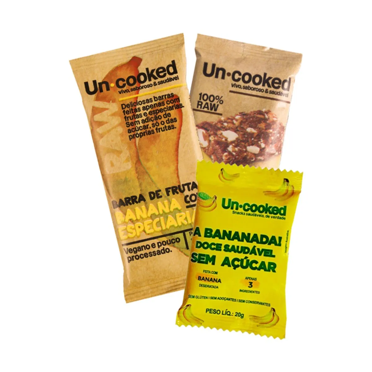 Kit 3 Doces de Banana Uncooked: Castanha, Especiarias, Bananada