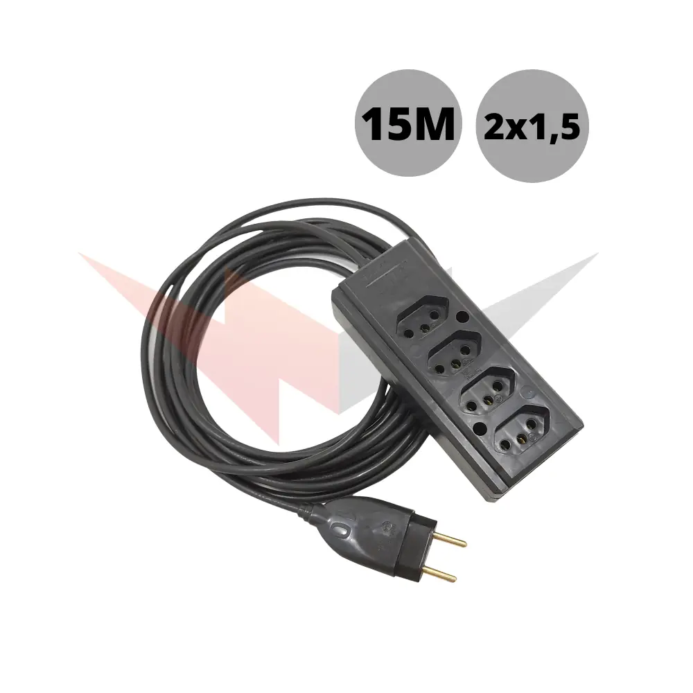 Extensão Quadrupla De Jardim Cabo Pp 2x1,50mm Com 15 Metros