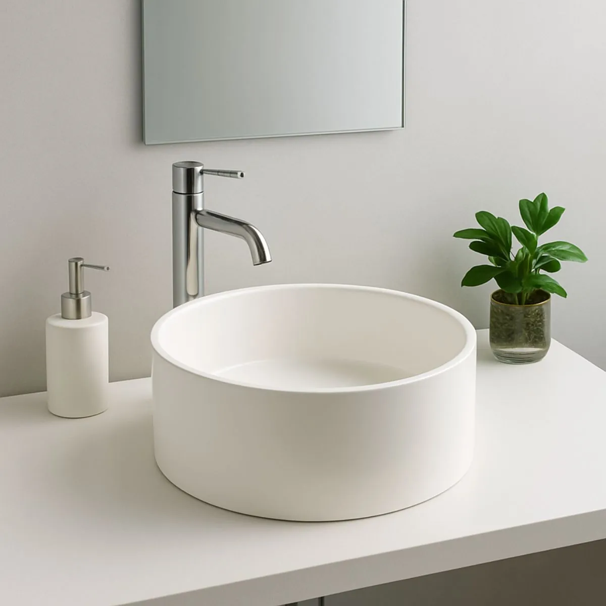 Cuba De Banheiro Lavabo Pia Apoio 35cm Branca Redonda Brilhante Delicada Chic Moderna