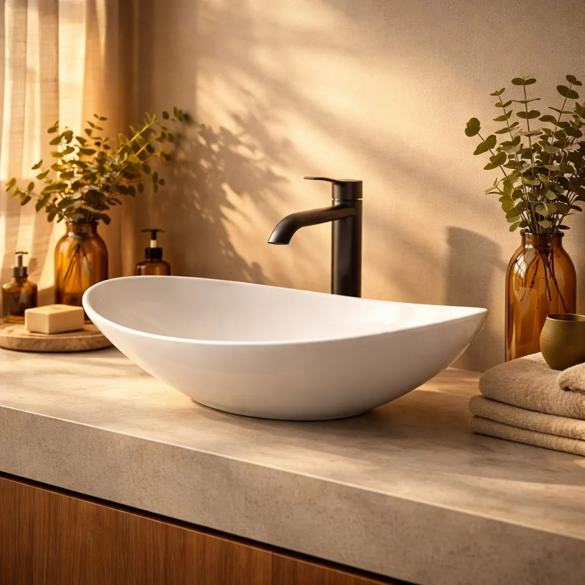 Cuba De Banheiro Lavabo Pia Apoio 35cm Branca Oval Redonda Brilhante Delicada Chic Moderna