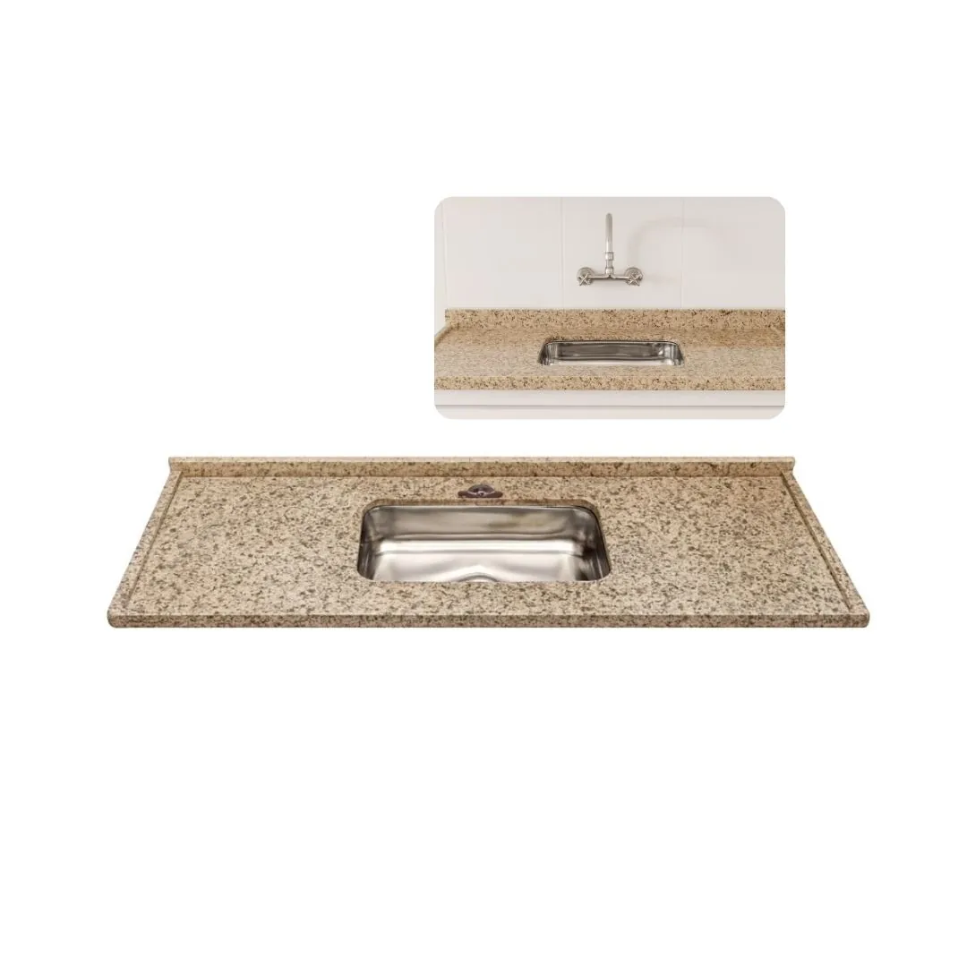 Pia Cozinha Granito Ornamental Natural 150cm Cuba Inox Rasa Ornamental